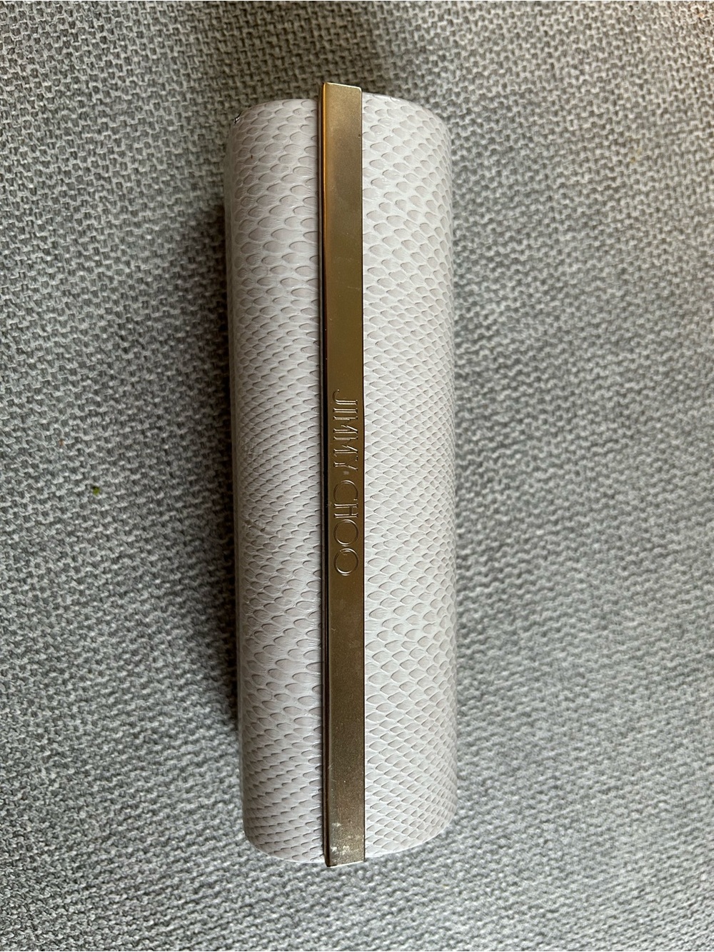 Jimmy Choo White & Gold Textured Decorative Glasses Case